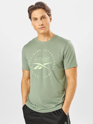 T-Shirt fonctionnel Reebok en vert : devant