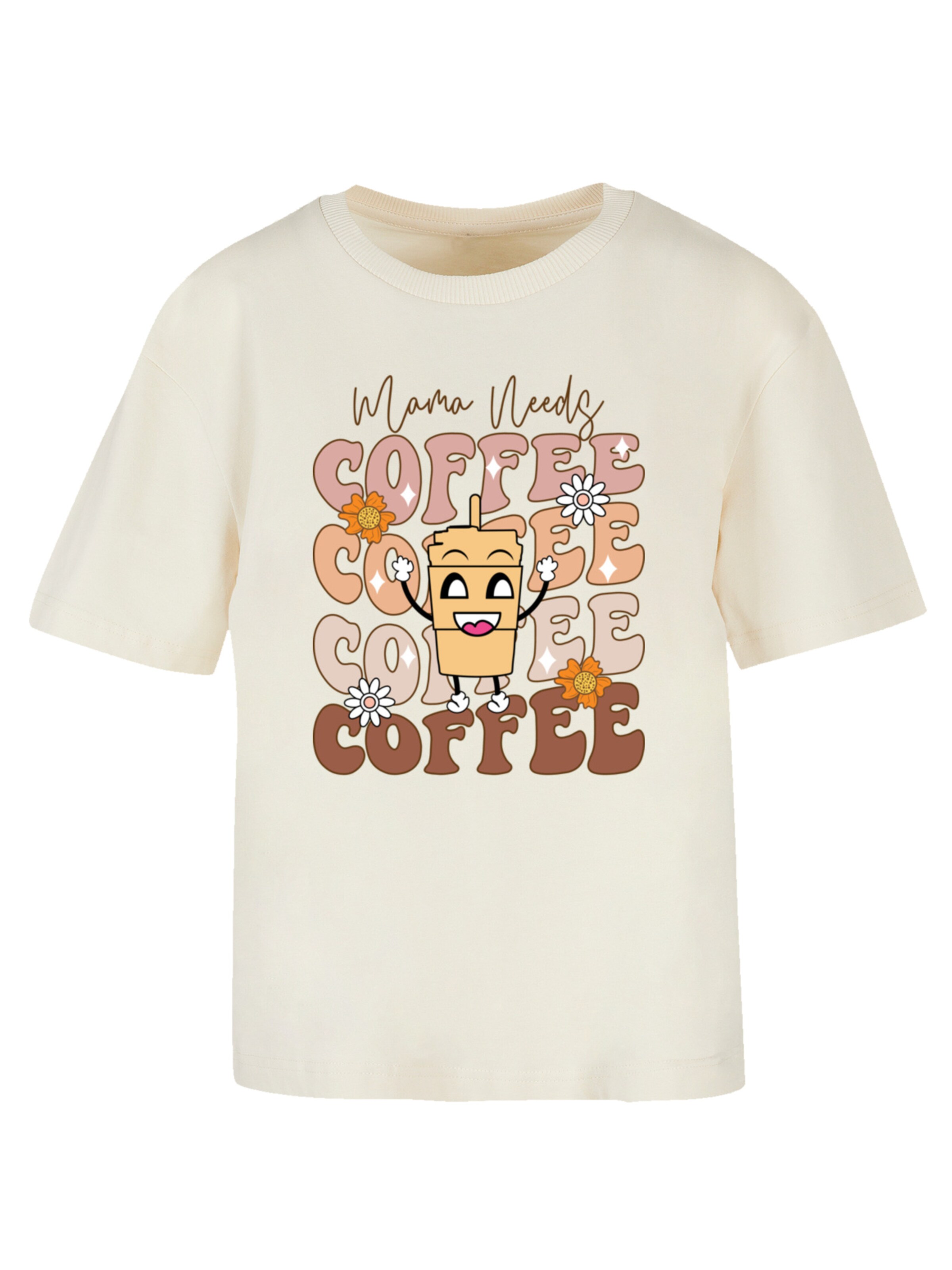 F4NT4STIC T-Shirt 'Mothers Day Coffee Lover Mom Caffeine Addiction Coffee Cup' in Beige: Vorderseite