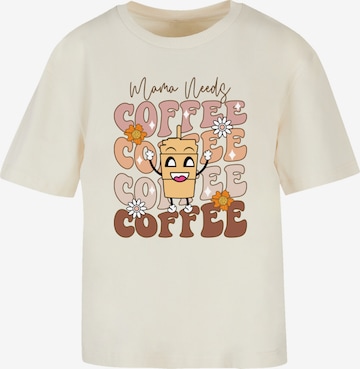 F4NT4STIC Shirt 'Mothers Day Coffee Lover Mom Caffeine Addiction Coffee Cup' in Beige: front