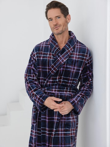 Peignoir long 'Northern Checks' Pastunette en bleu : devant