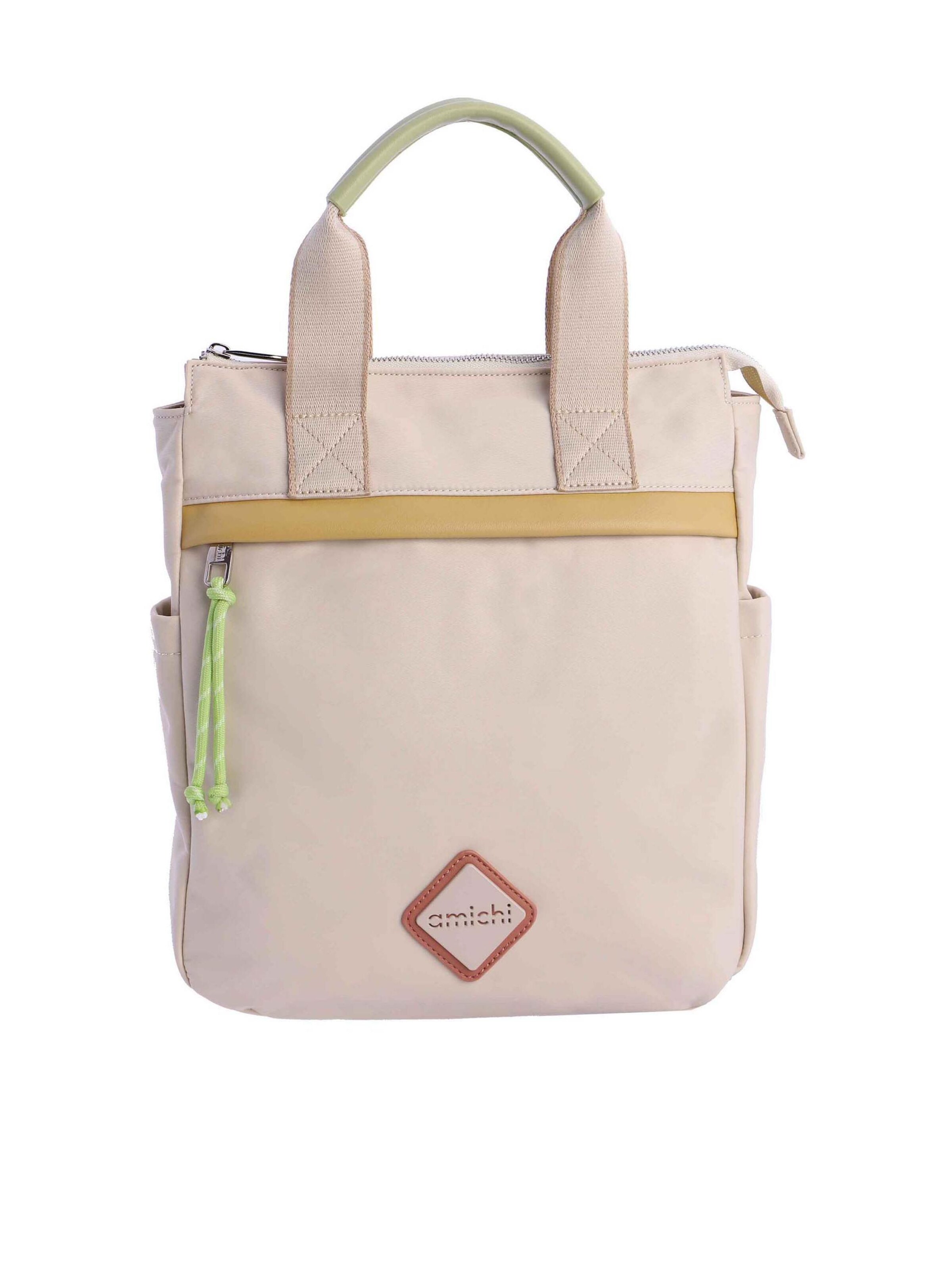 Amichi - Mochila 'Mochila para mujer Perla de nailon con cremallera' en blanco: frente