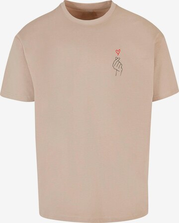 Merchcode Shirt 'K Heart' in Beige: voorkant