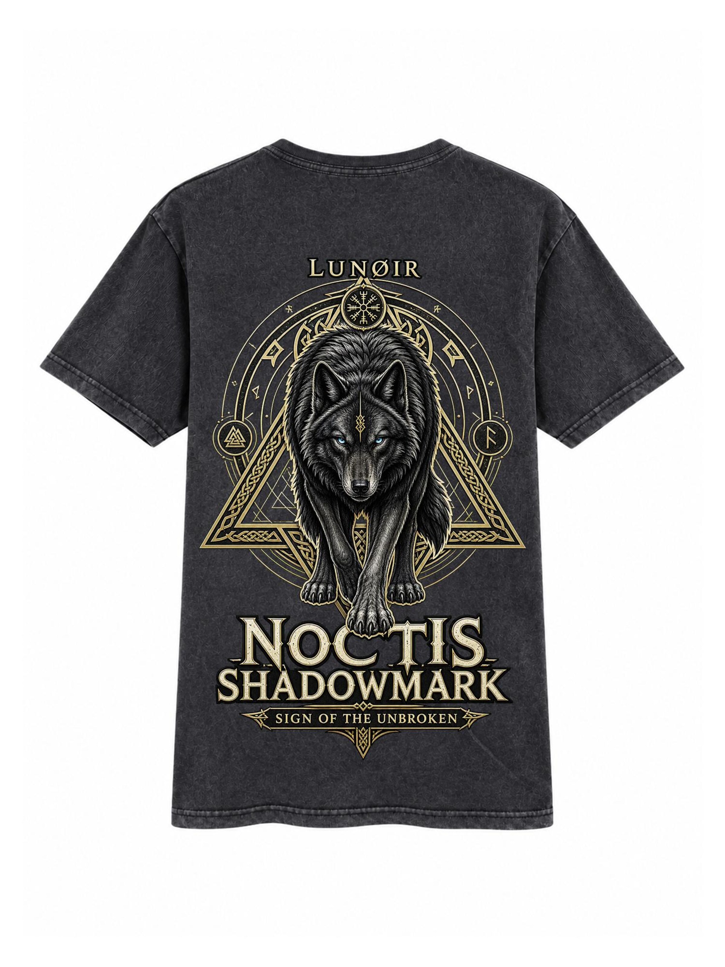 LUNØIR Studio Póló 'Noctis Shadowmark' - fekete: elől