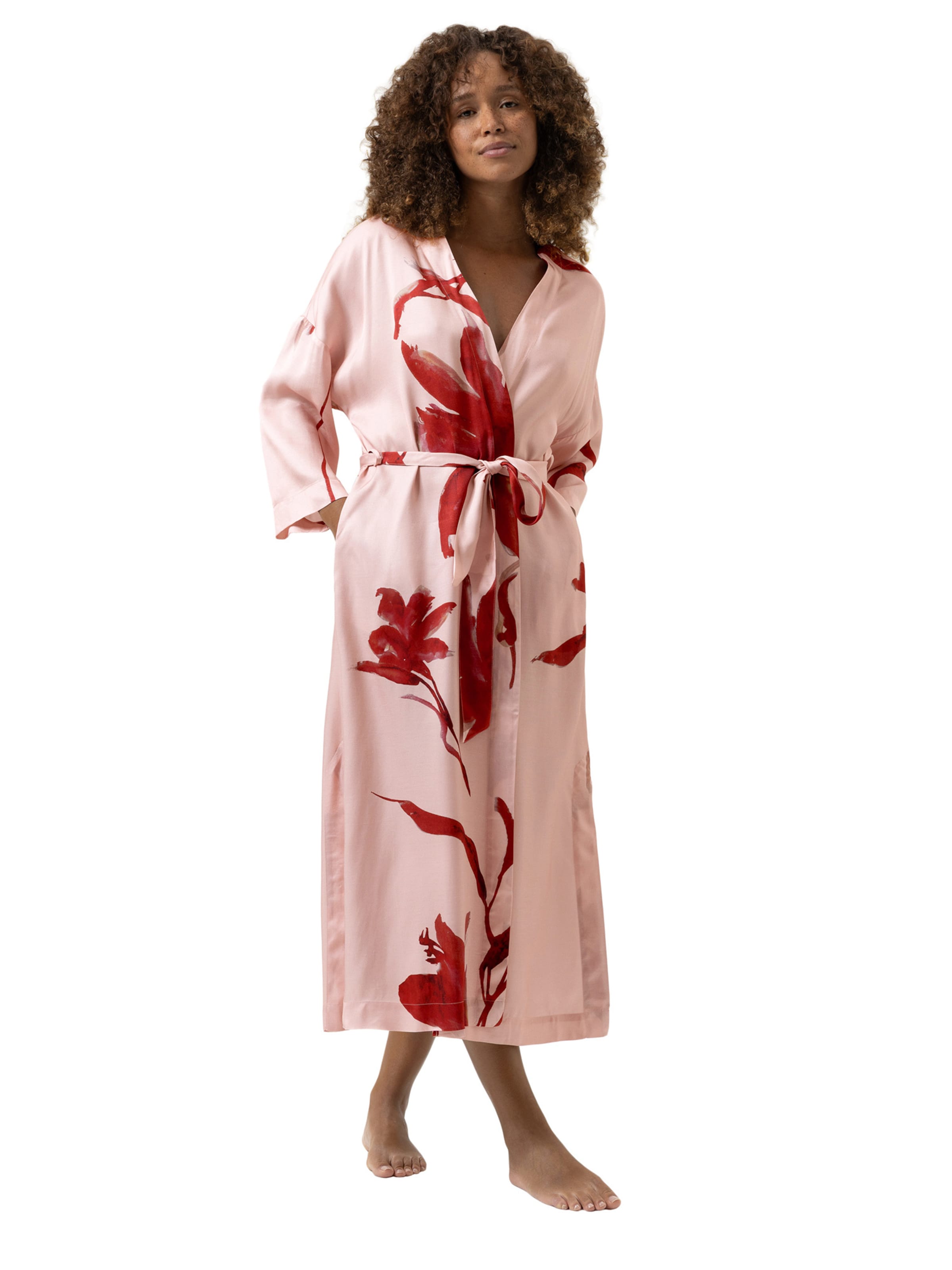 Mey Kimono 'Iced Winter Floral' in Pink: Vorderseite