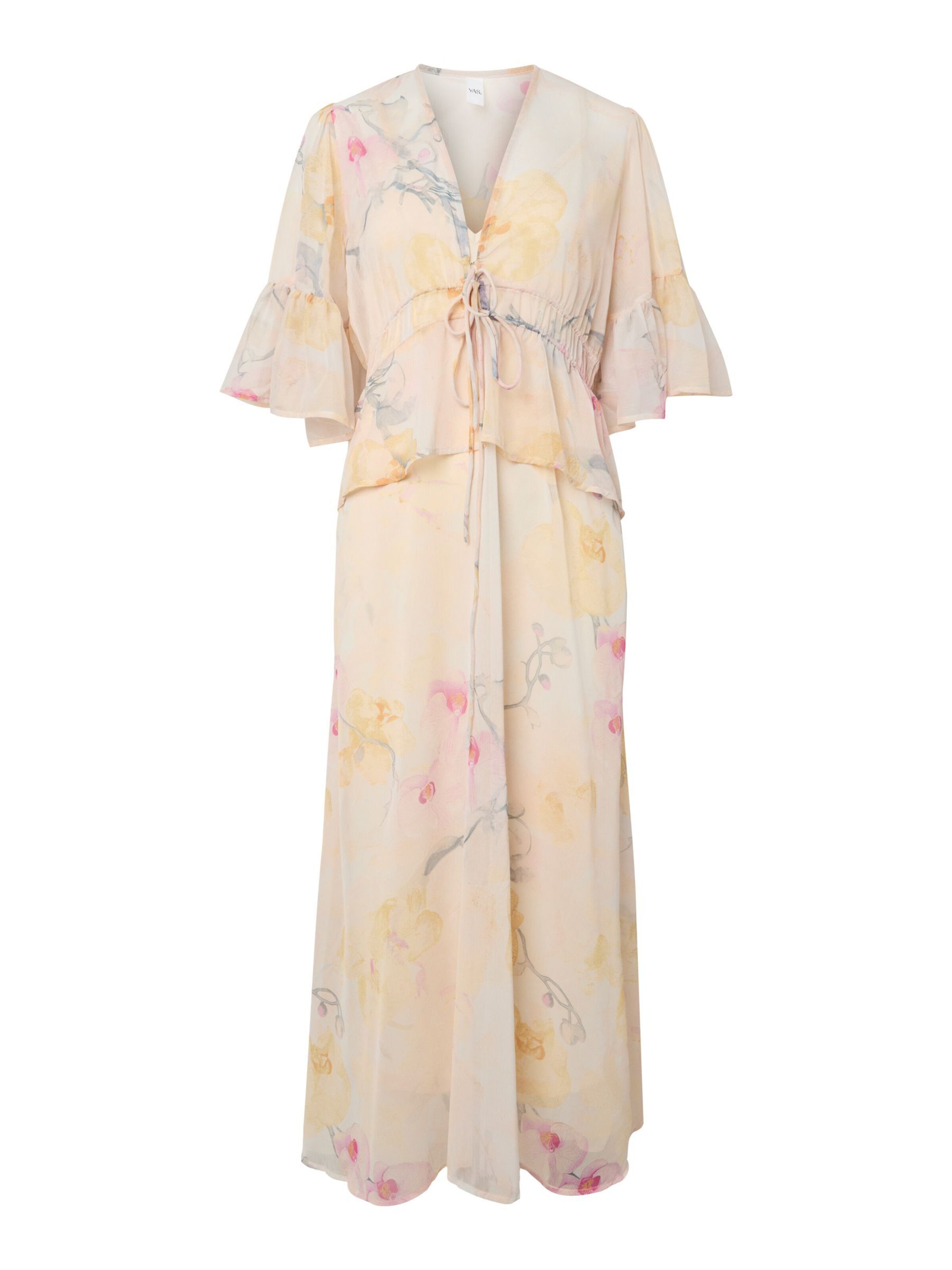YAS Summer Dress 'YASBlomina' in 38 in Pastel yellow / Grey / Peach / Pitaya, Item view