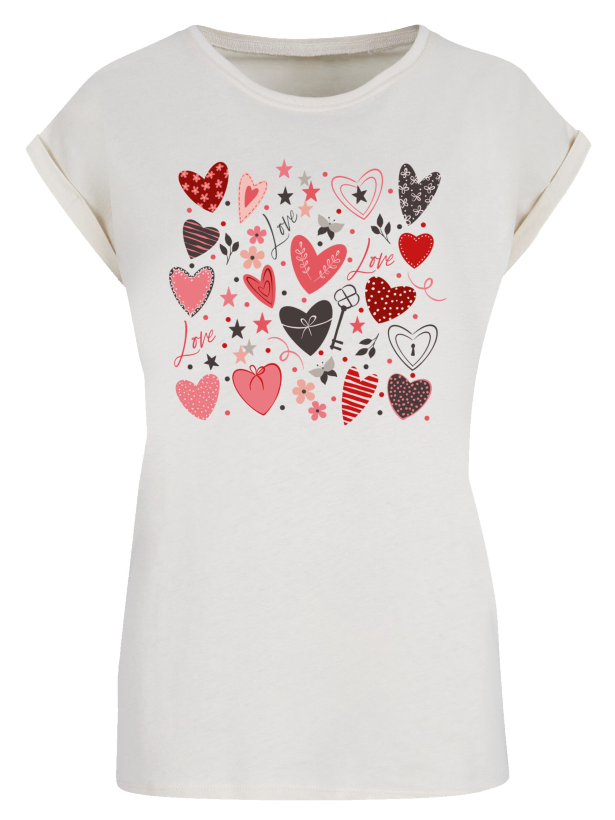T-shirt 'Cute Herzen Variety Valentinstag' F4NT4STIC en beige : devant
