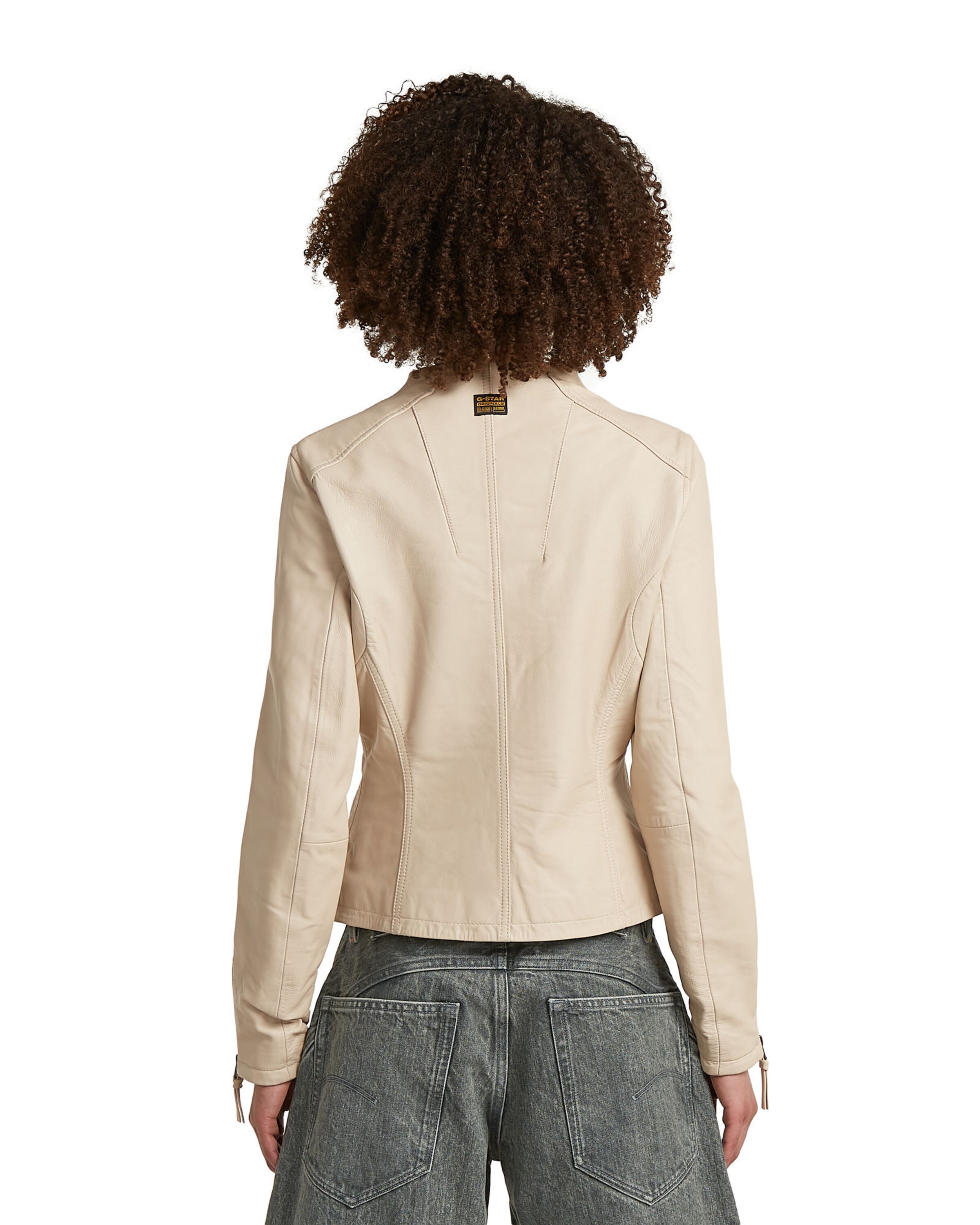 G-STAR Between-season jacket 'Leather Biker Jacket' in Beige