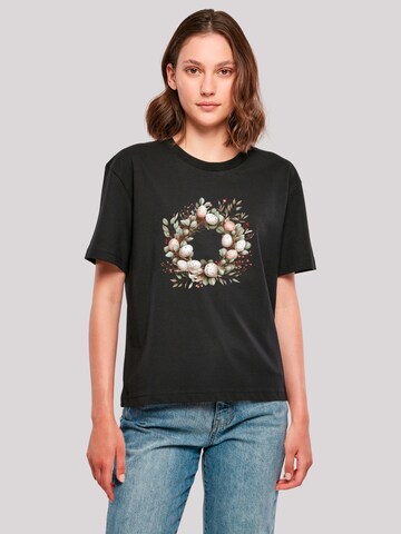 T-shirt 'Osterkranz Eierkranz Blumenring' F4NT4STIC en noir : devant