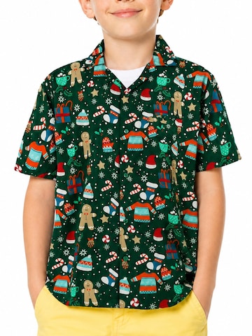 King Kameha Regular fit Overhemd 'Christmas Gingerbread' in Groen