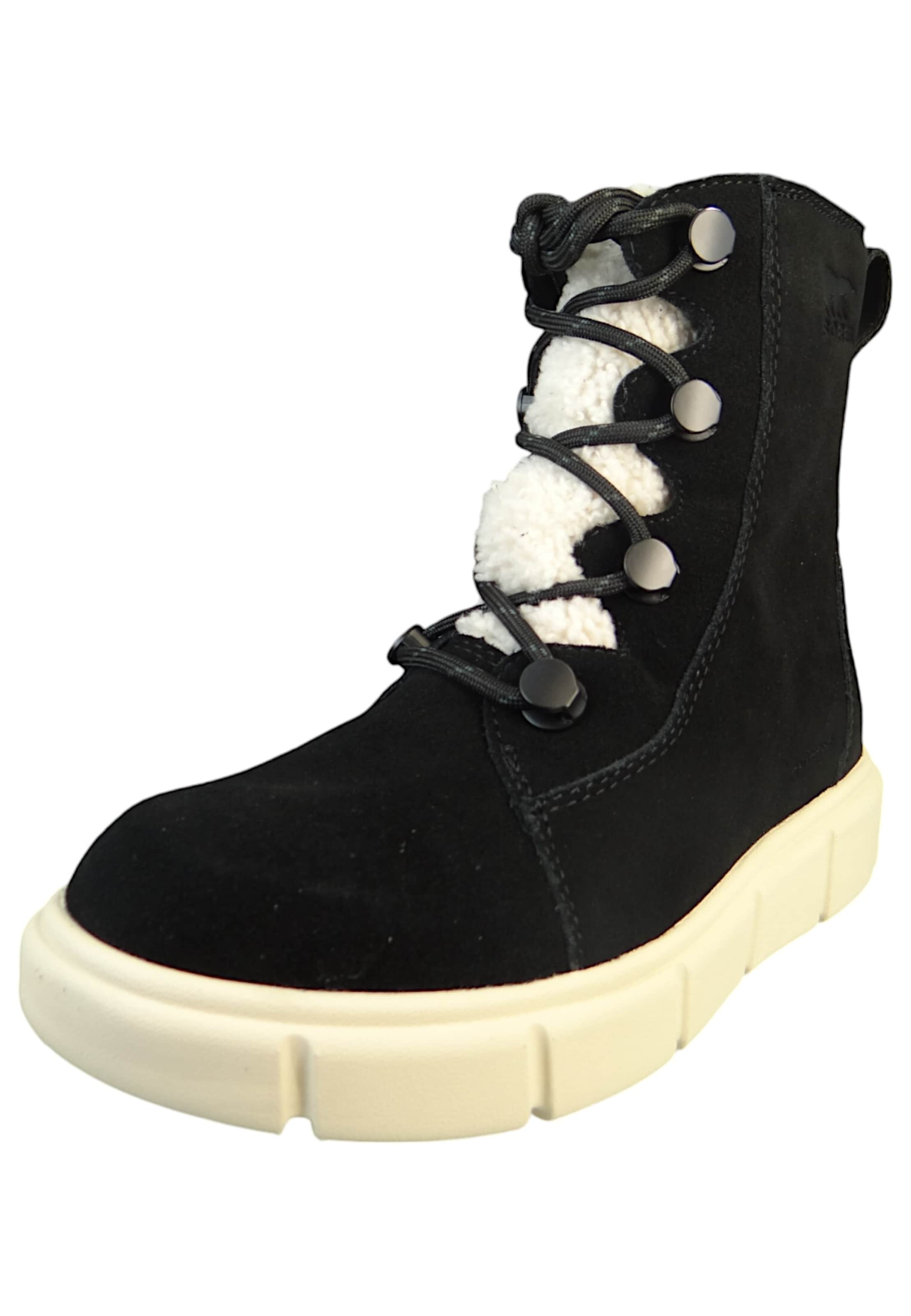 SOREL Schnürstiefelette 'Explorer III Joan Cozy' in Schwarz: Vorderseite