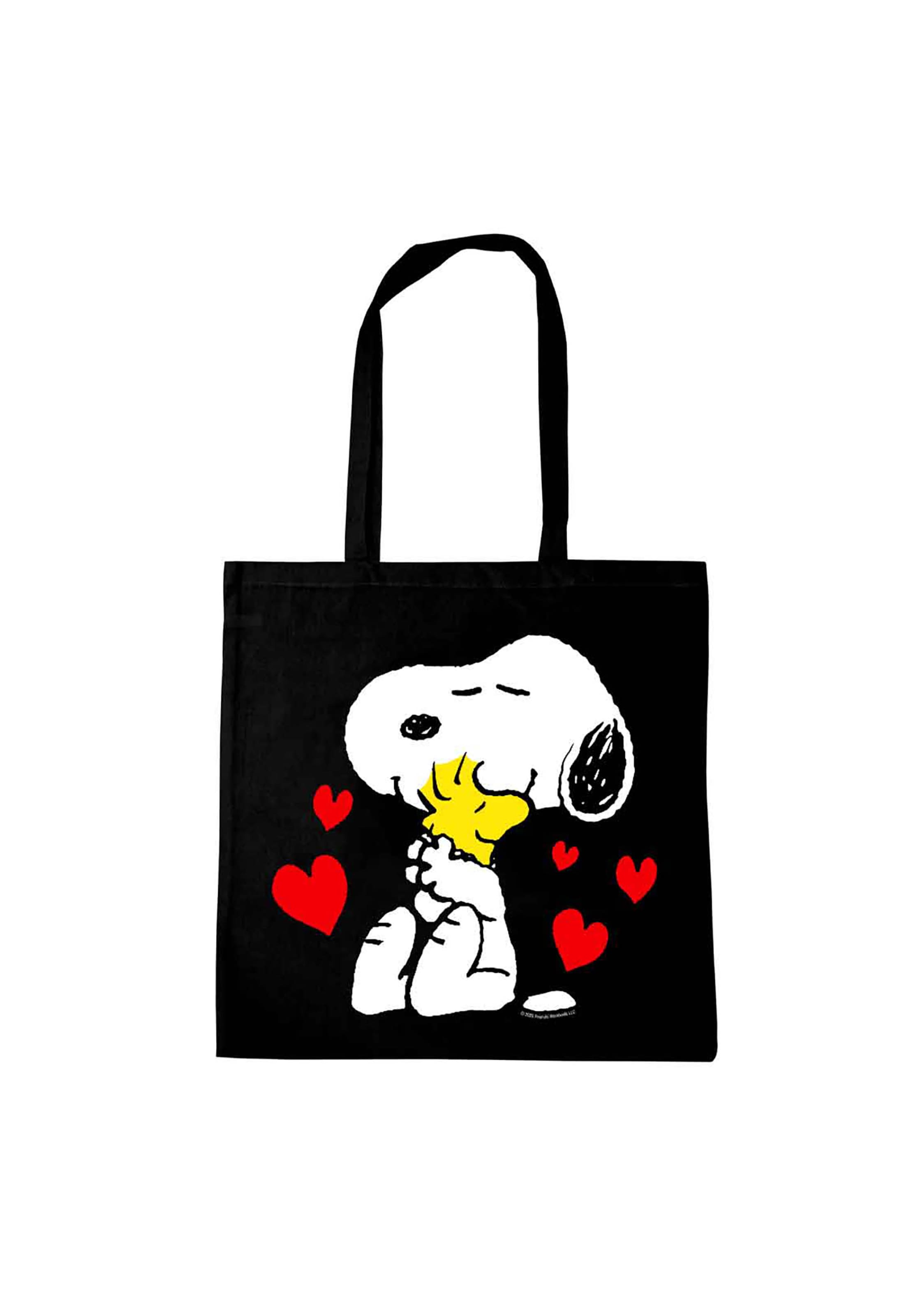 LOGOSHIRT Henkeltasche 'Peanuts - Best Friends' in Schwarz: Vorderseite