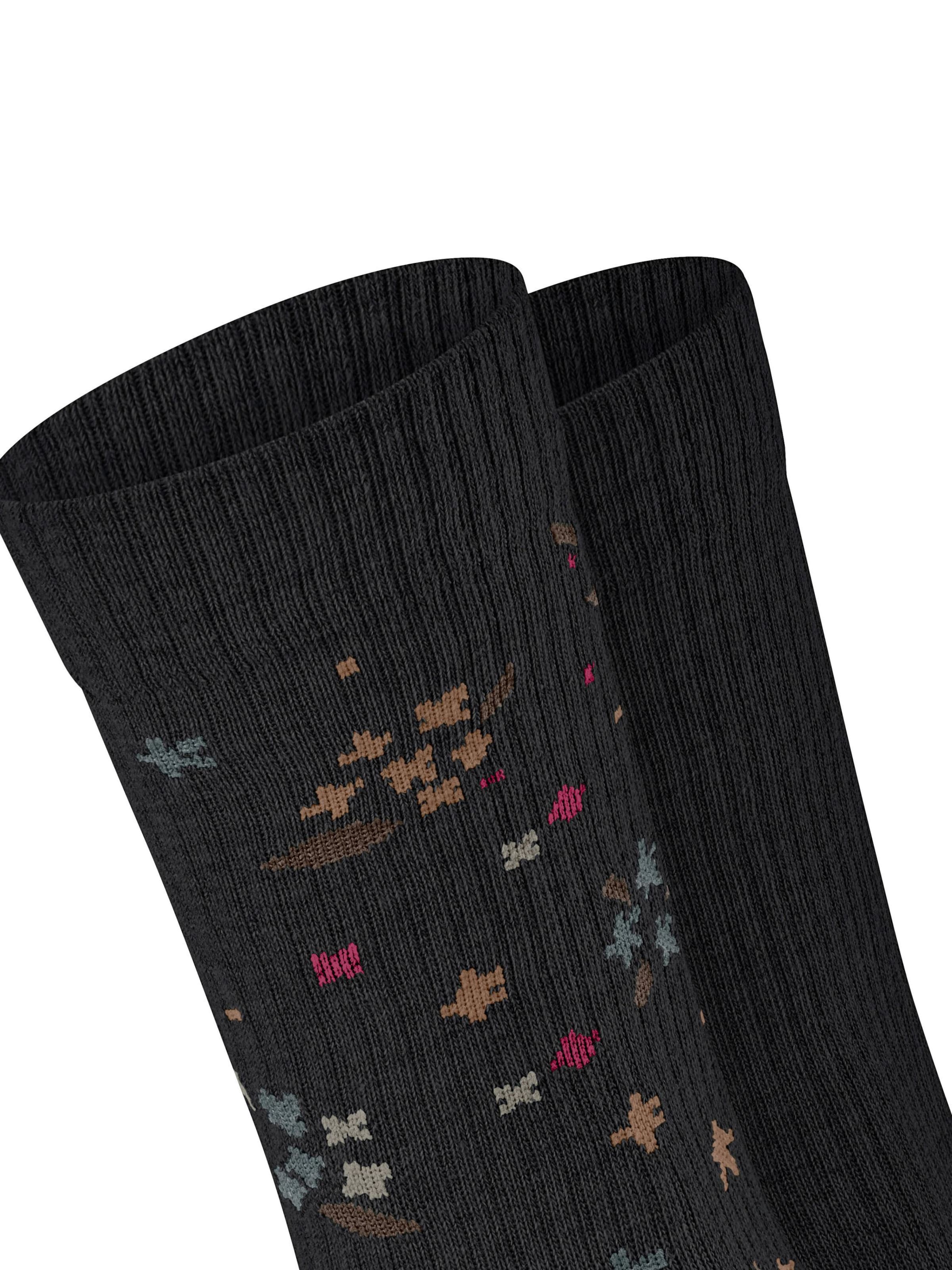 ESPRIT Socks 'Flower Rib 2-Pack' in Black