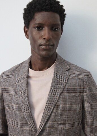 MANGO MAN Slim fit Suit Jacket 'Nella' in Brown