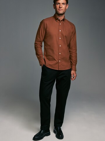 Next Slim fit Button Up Shirt in Brown