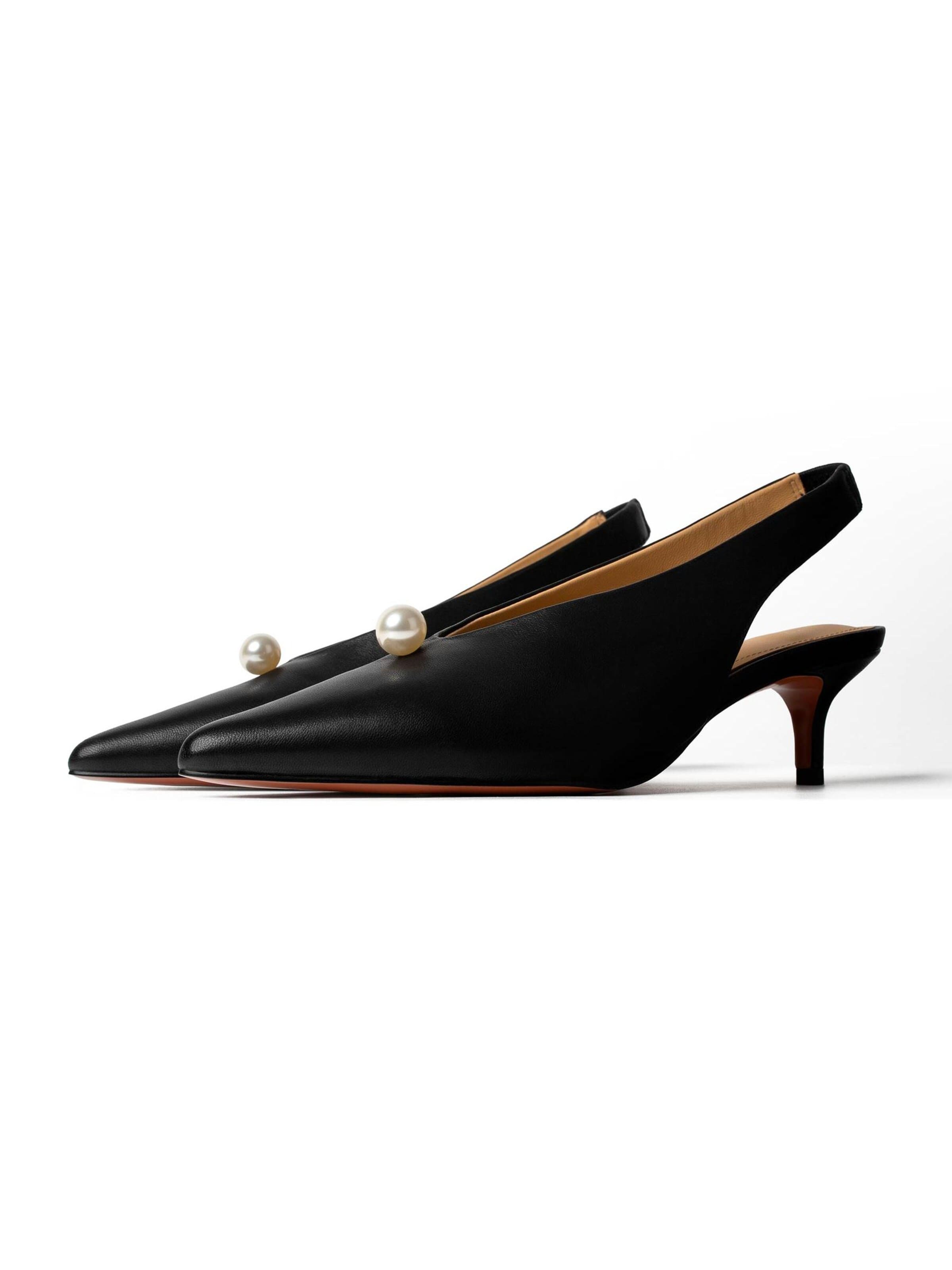 L37 HANDMADE SHOESCipele s potpeticom i otvorenom petom 'COME ACROSS' - crna boja