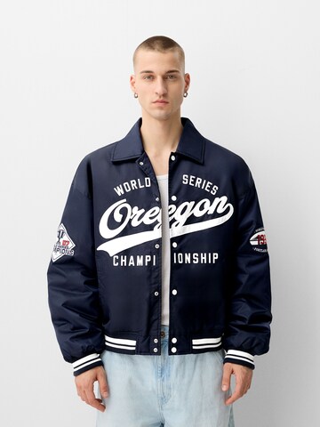Bershka Between-season jacket in Blue: front