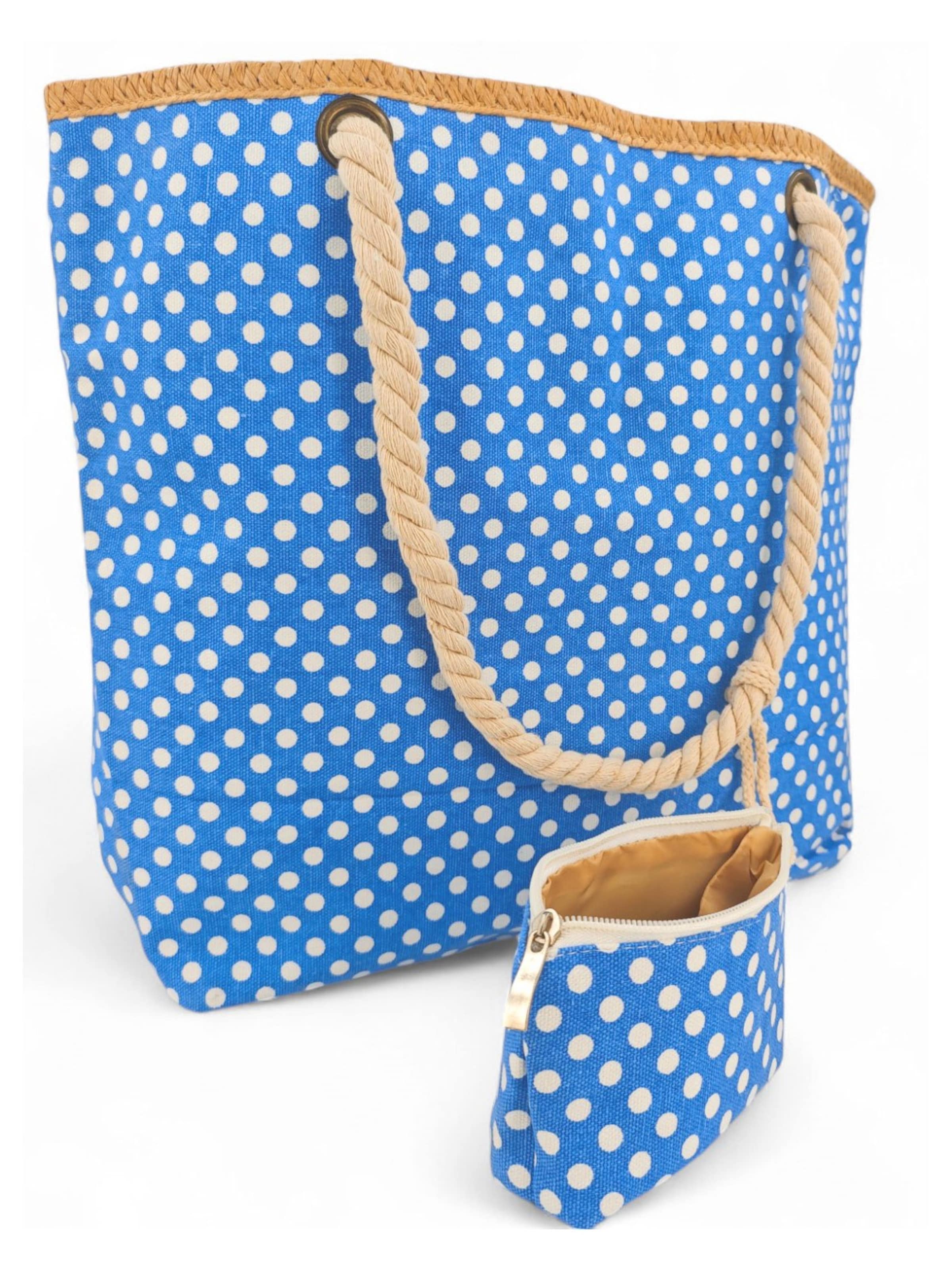 styleBREAKER Strandtasche 'Strandtasche mit Punkte Muster'‌‌‌ in Blau