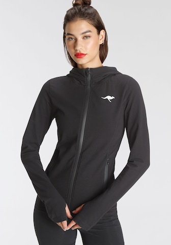 KangaROOS Athletic Zip-Up Hoodie in Black: front