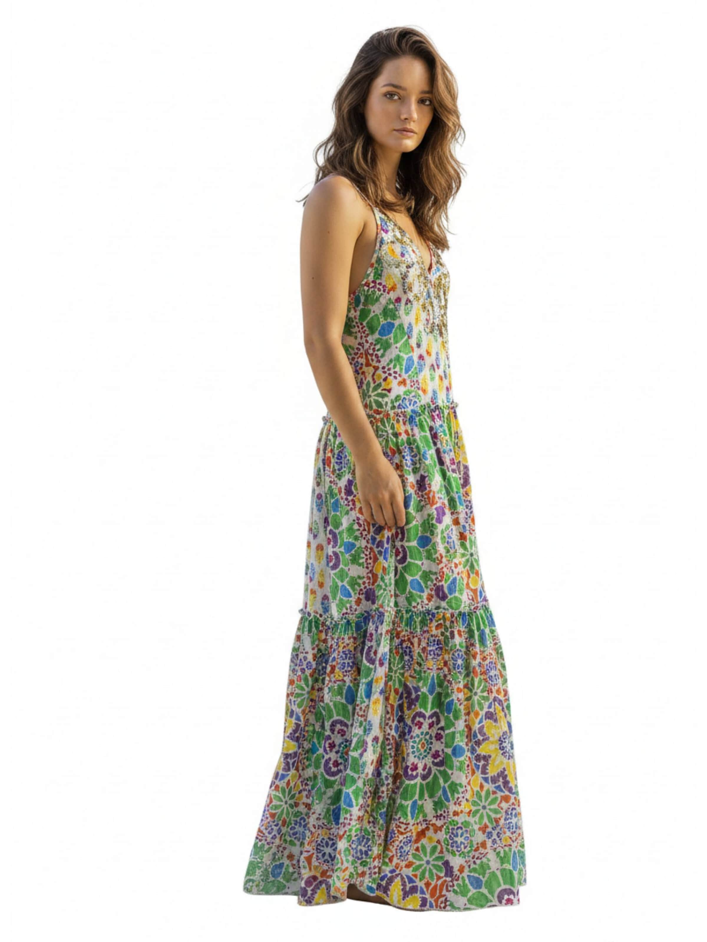 Miss June Kjole 'Robe Longue Innika' i orange