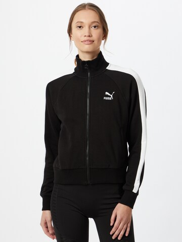 PUMA Zip-Up Hoodie in Black: front