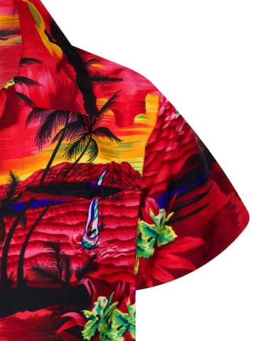 King Kameha Regular fit Button Up Shirt 'Surf' in Red