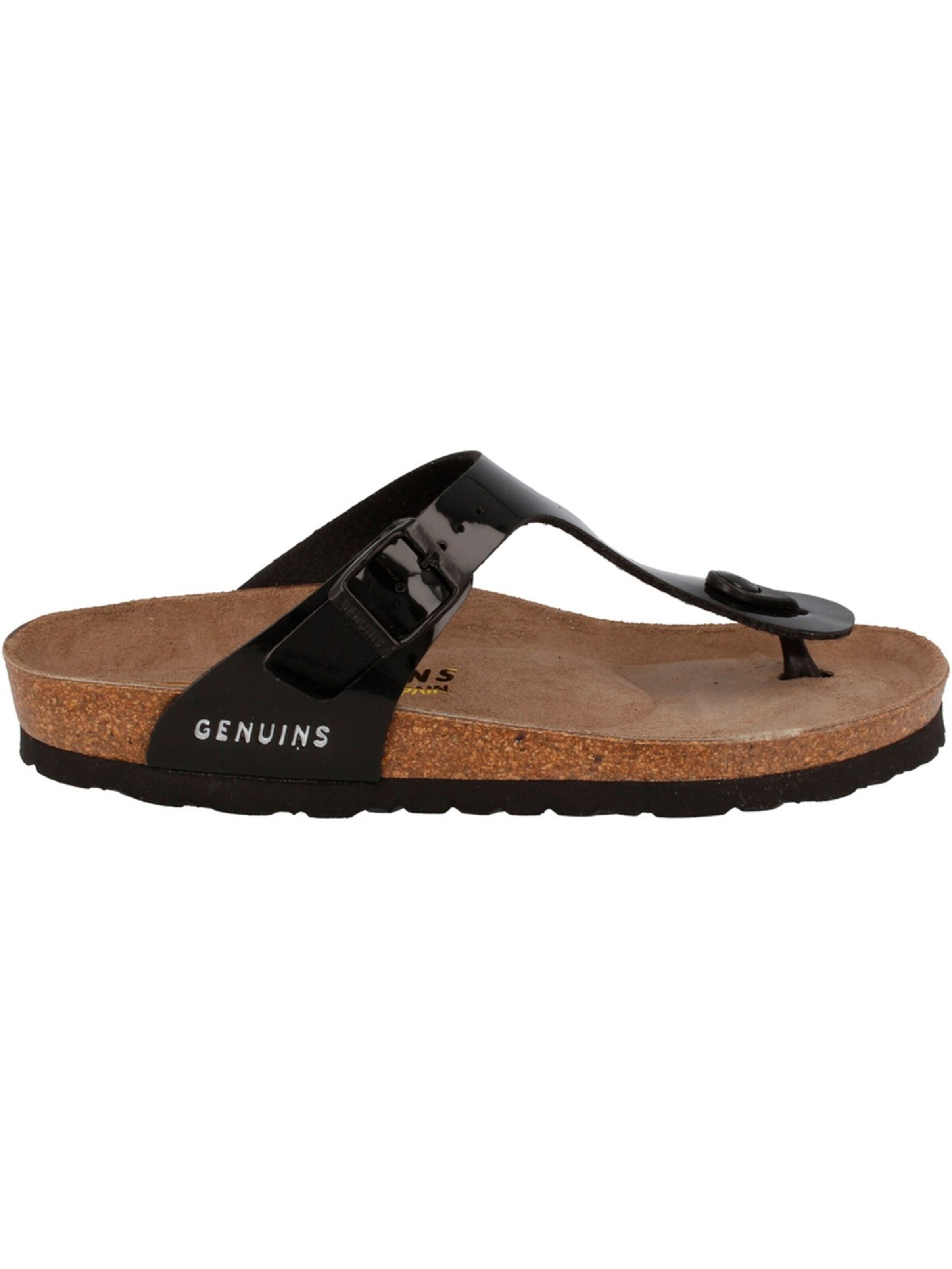 Genuins T-Bar Sandals 'Genuins Rosas Schwarz Biocharol' in Black: front