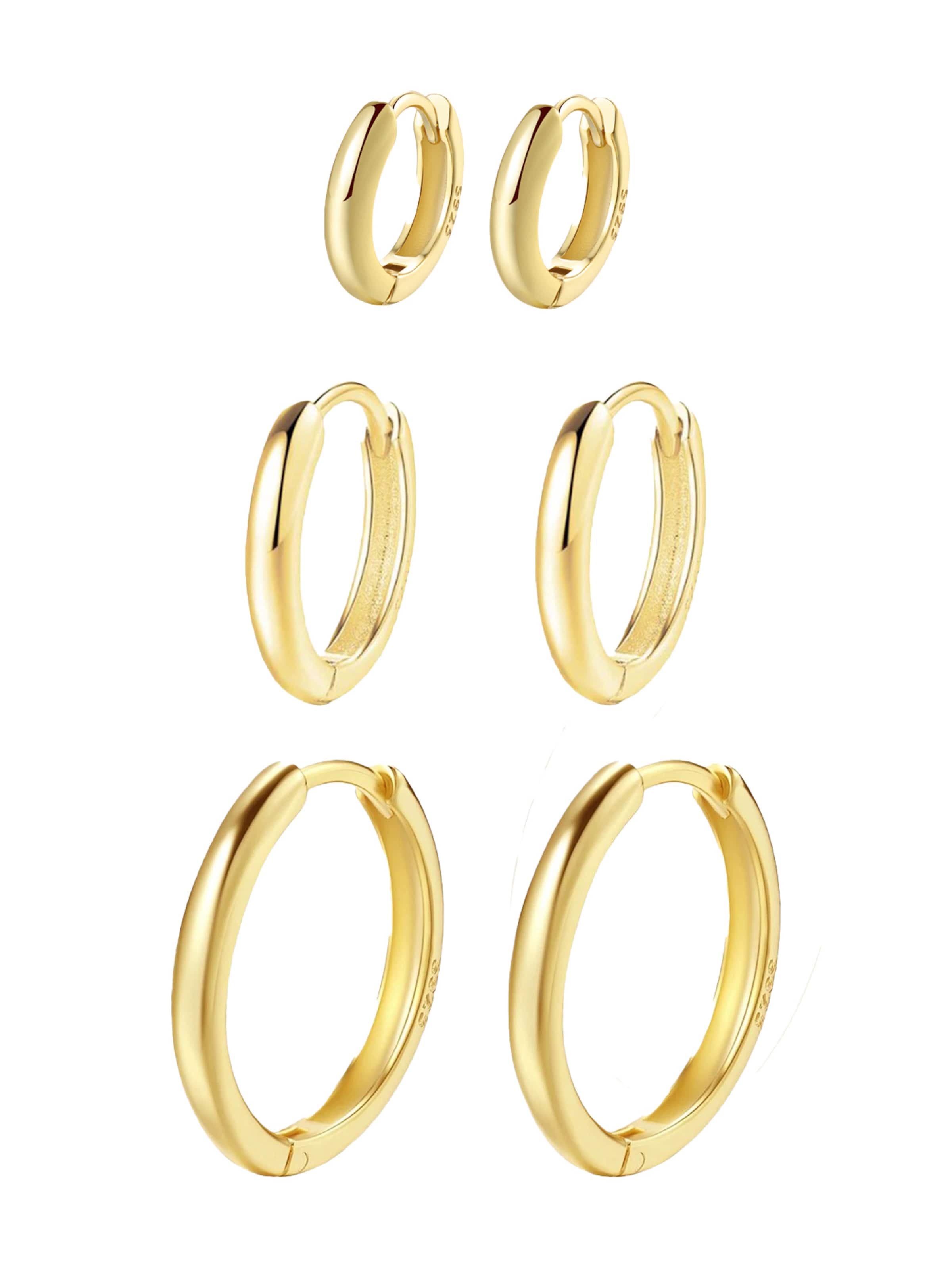 Hey Happiness Earrings 'Trio Hoops' in Gold: front