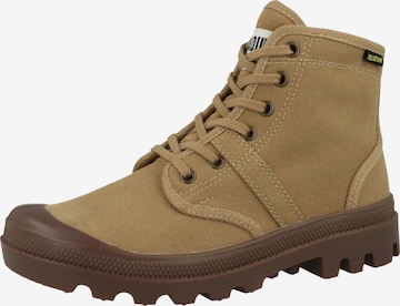 Palladium Lace-Up Ankle Boots in Brown: front