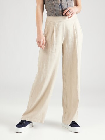 VILA Loose fit Pleat-Front Pants 'JOLANDA' in Beige: front