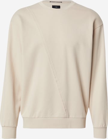Sweat-shirt QS en beige : devant