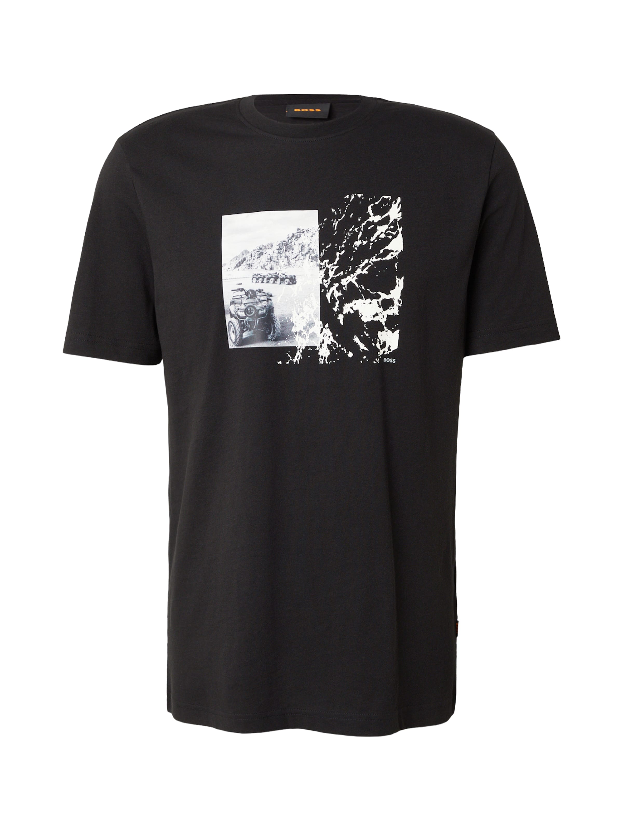 BOSS - Camiseta 'Te_Motors' en negro: frente