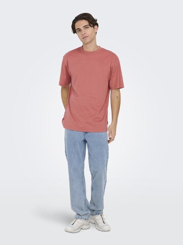 Only & Sons Тениска 'Fred' в червено