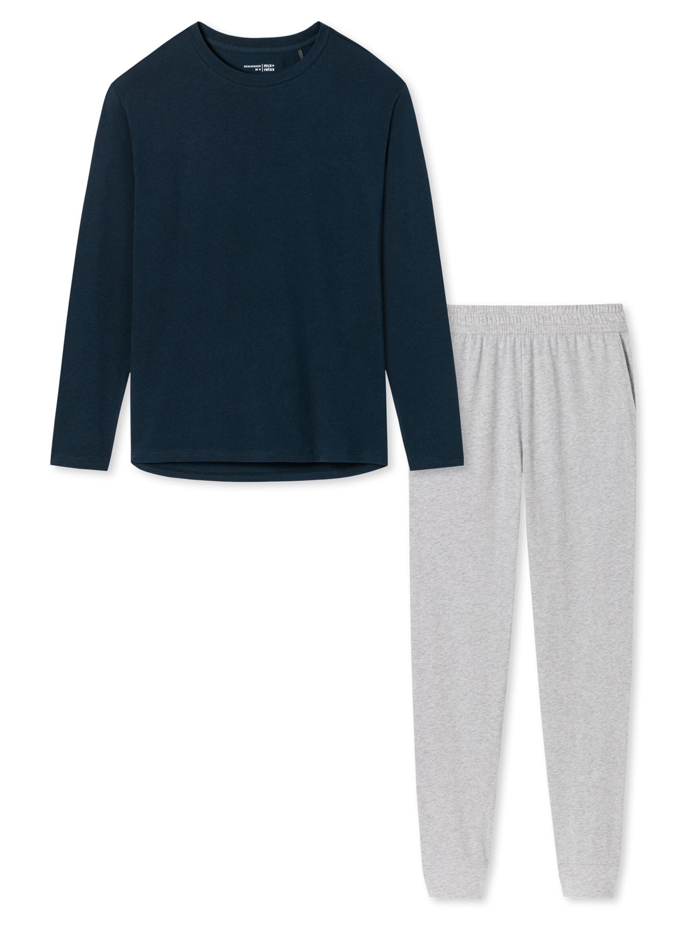 SCHIESSER Pajama 'Cotton' in Grey: front