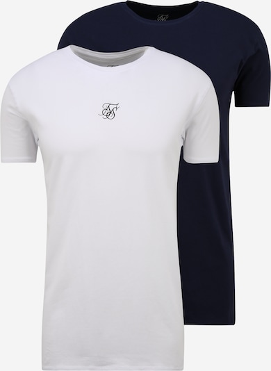 SikSilk T-Shirt en bleu marine / noir / blanc, Vue avec produit