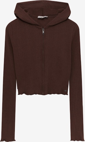 Pull&Bear Knit Cardigan in Brown: front