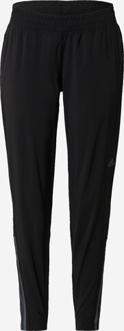 Tapered Pantaloni sport 'Run Icons 3-Stripes Wind' de la ADIDAS SPORTSWEAR pe negru: față