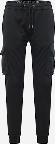 Effilé Pantalon cargo ALPHA INDUSTRIES en noir : devant