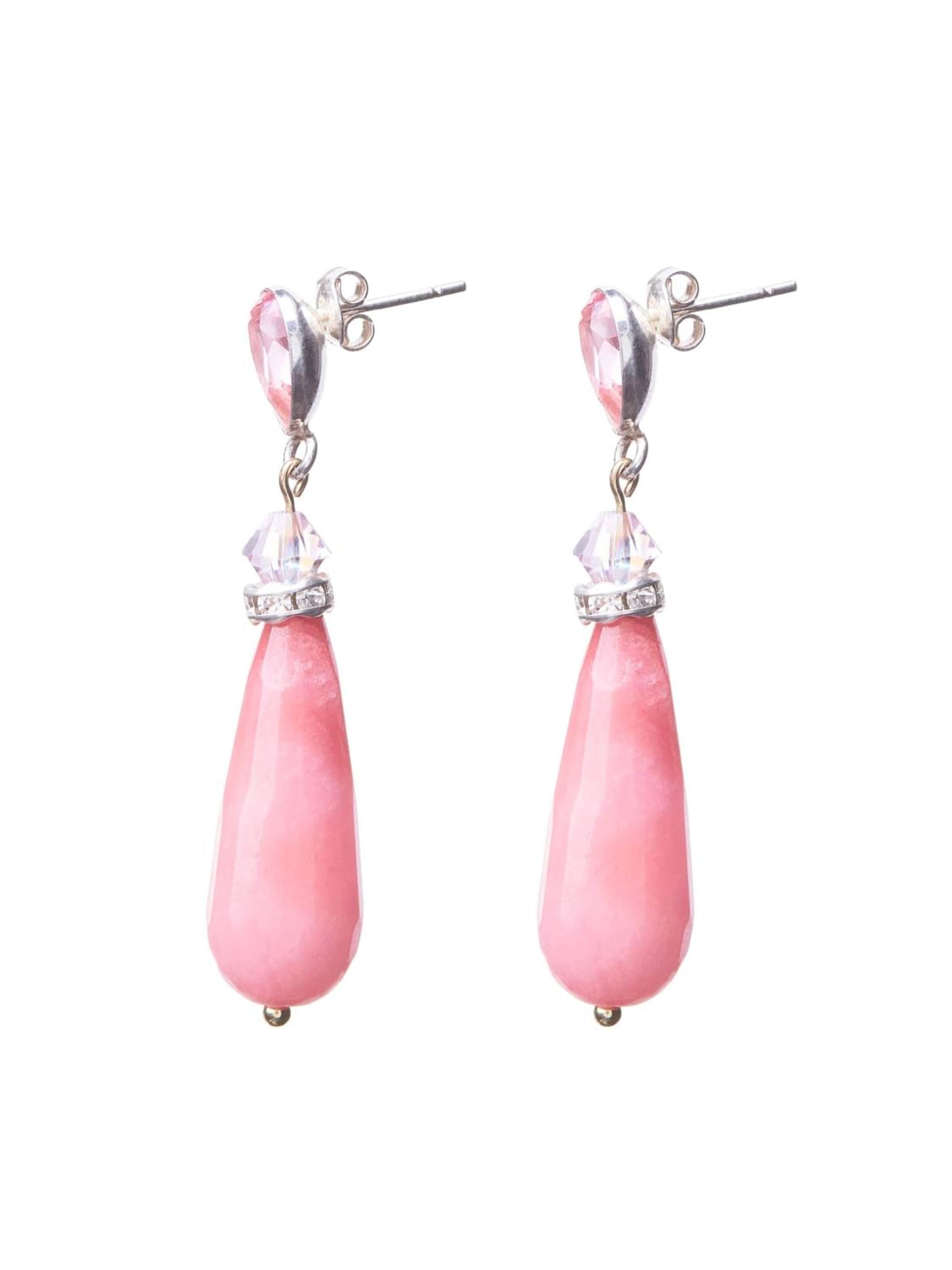 THE GEM STORIES JEWELRY Σκουλαρίκια 'Rosé Crystal Drops' σε ροζ