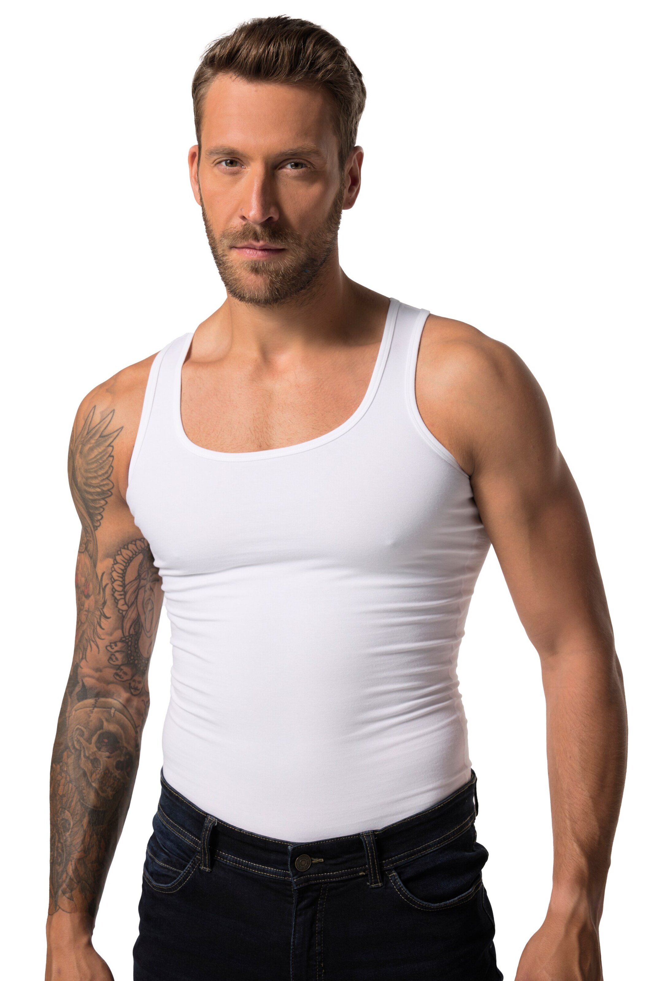 JP1880 Undershirt in White: front