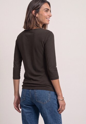 STREET ONE Basic T-Shirt mit 3/4 Arm in Braun