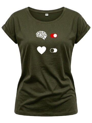 MAKAYA Shirt 'BrainOn' in Green: front