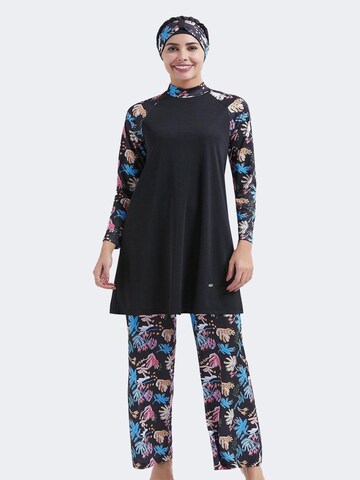 C&City T-shirt Badpakjurk in Zwart: voorkant