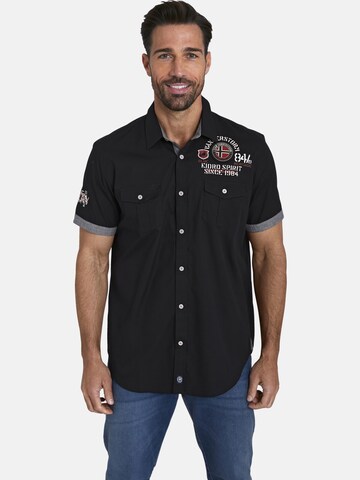 Jan Vanderstorm Regular fit Button Up Shirt 'Snofred' in Black: front