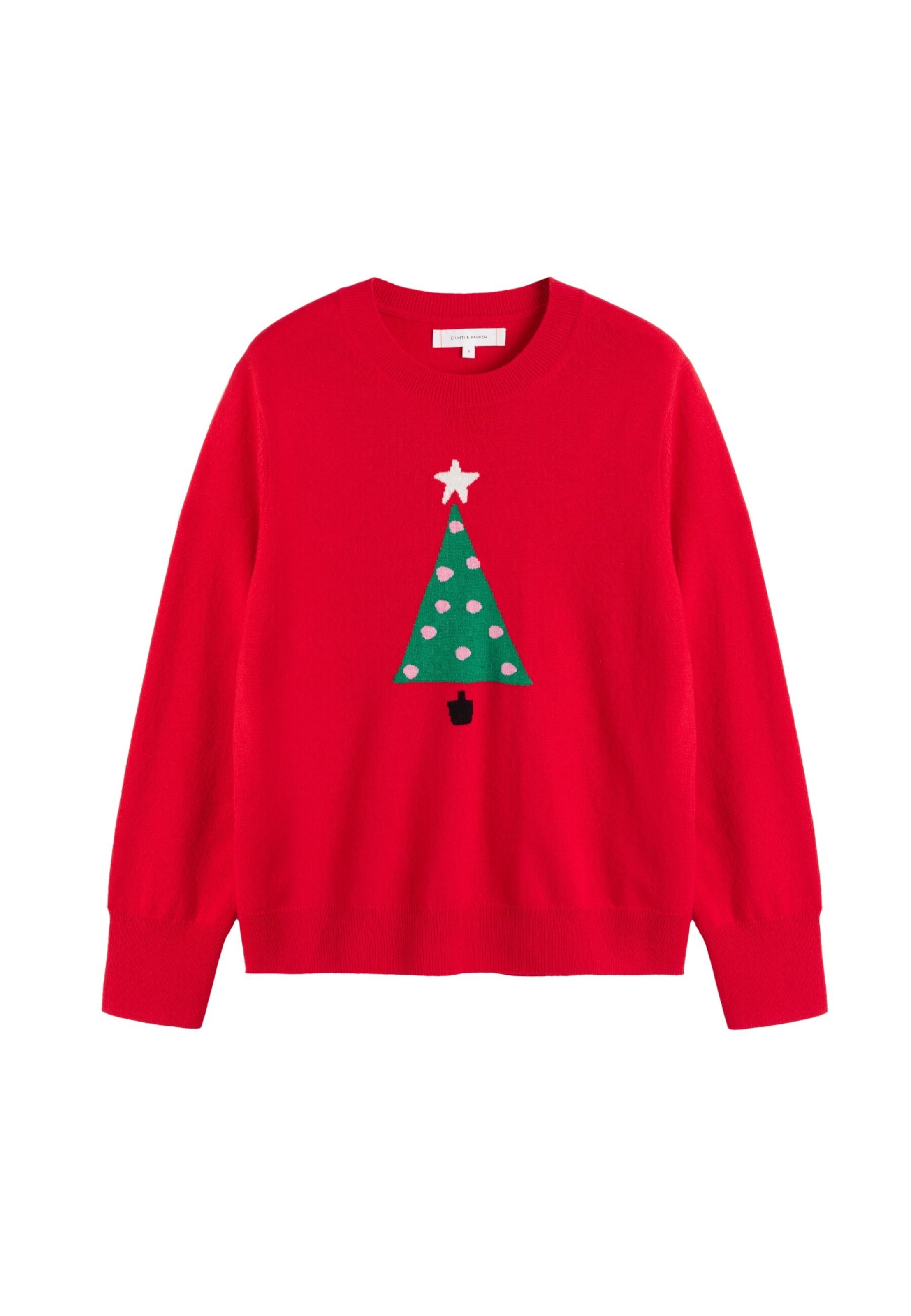 Chinti & Parker Svetr 'Xmas Tree' – červená: přední strana