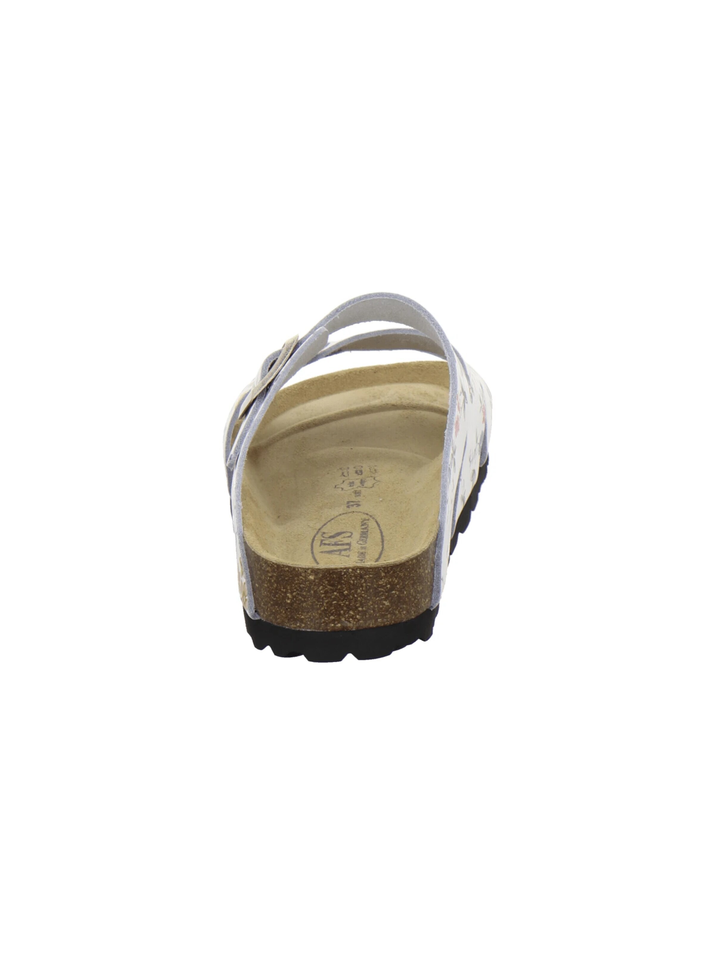 AFS-Schuhe - Zapatos abiertos 'Pantoletten Damen Kralle weiß flower' en blanco