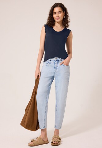 Street One Studio Top mit V-Neck und Rüschen in Blau