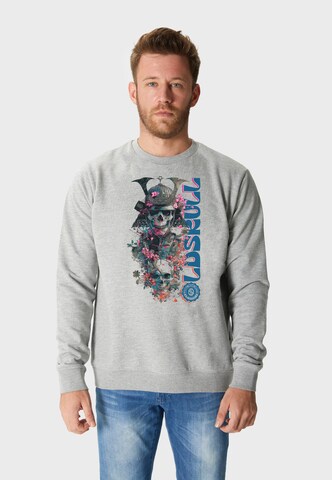 Oldskull Sweatshirt 'Xtreme Samurai Skull Logo Graphic' in Grijs: voorkant
