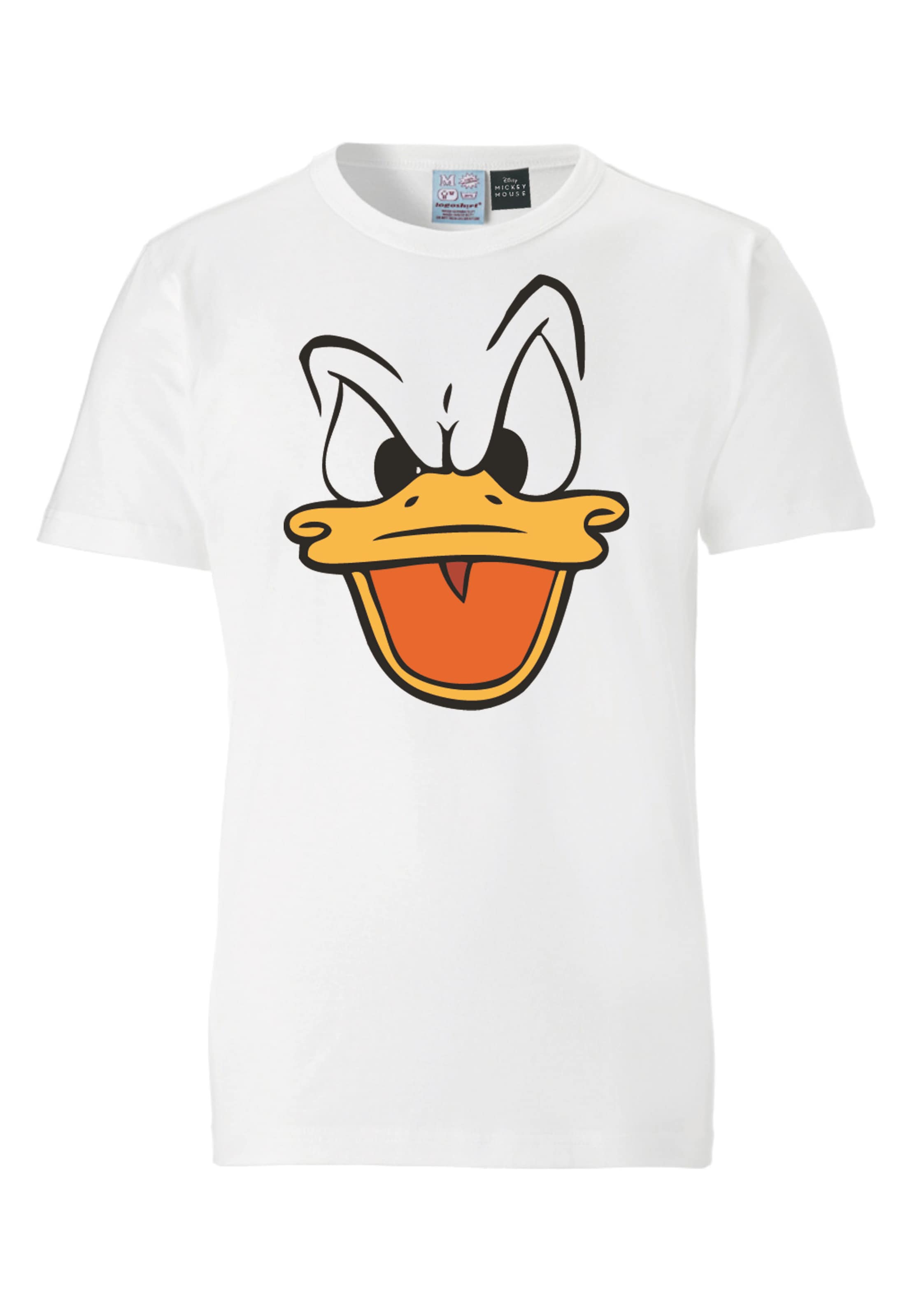 LOGOSHIRT Majica 'Donald Duck' | bela barva: sprednja stran