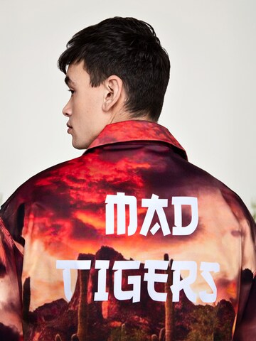 MAD TIGERS Comfort fit Button Up Shirt 'CALI DESERT BOWLING' in Orange
