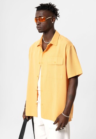 VAMOS CLO Comfort fit Button Up Shirt 'Arlington' in Orange